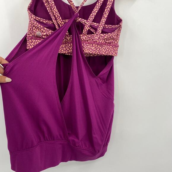Lululemon 6 Built In bra Pink Purple Strappy Tank Top - Picture 4 of 6